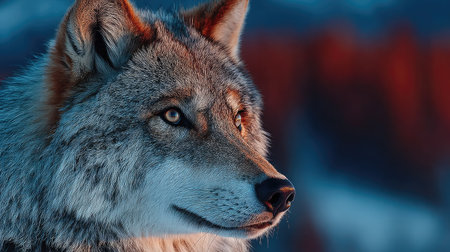 Portrait of a wolf in the winter forest. Close-up.の素材