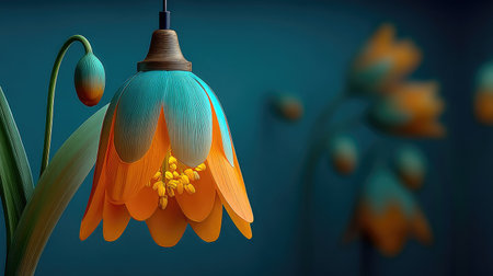 3D illustration of an orange flower in the shape of a bellの素材