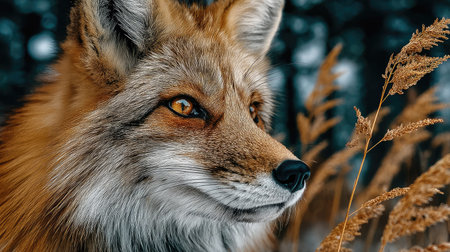 Close-up portrait of a red fox (Vulpes vulpes)の素材