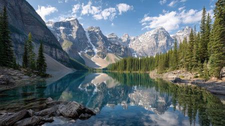 Moraine Lake in Banff National Park, Alberta, Canada.の素材