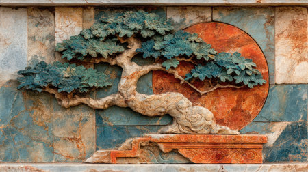 Bonsai on the wall of the Grand Palace, Beijing, Chinaの素材