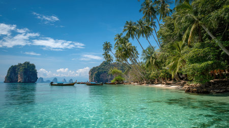 Tropical beach in Thailand, Krabi province, Andaman seaの素材