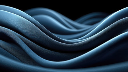 Blue fabric abstract background, close-up, 3d render illustrationの素材