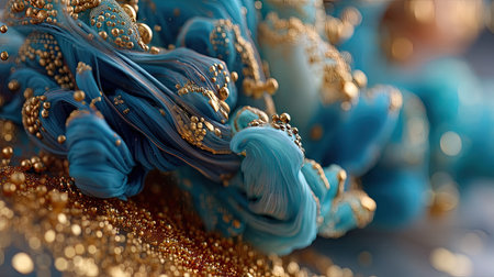 Abstract background of blue and gold sequins. 3d rendering.の素材