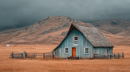 Abandoned old house in the middle of the steppe.の素材