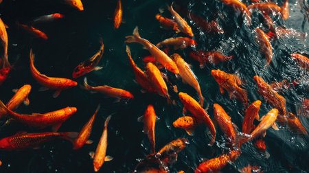 Koi fish in the pond. Selective focus. nature.の素材
