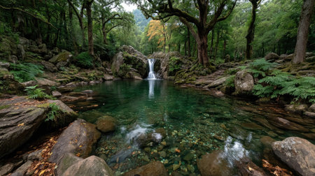 Beautiful waterfall in the green forest at Doi Inthanon National Park, Chiang Mai, Thailandの素材