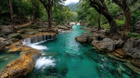 Erawan Waterfall in Kanchanaburi province, Thailandの素材