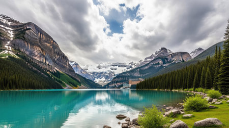 Lake Louise, Banff National Park, Alberta, Canada. Panoramic image.の素材