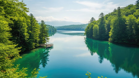 Landscape view of beautiful Plitvice Lakes National Park in Croatiaの素材
