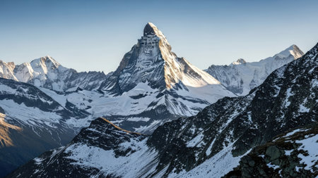 Panoramic view of Mount Matterhorn, Zermatt, Switzerlandの素材