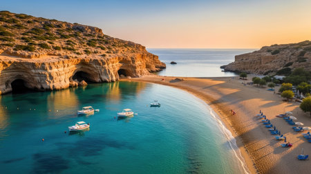 Aerial view of the beautiful beach of Algarve, Portugalの素材