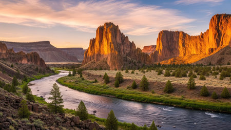 Panoramic view of the Colorado River and Capitol Reef National Park, Utah, USAの素材