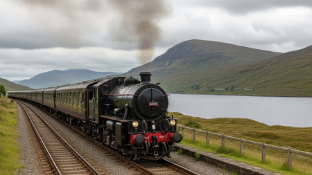 Steam train on the Scottish Highland Railwayの素材