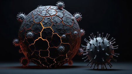 3D illustration of Coronavirus 2019-nCoV.の素材