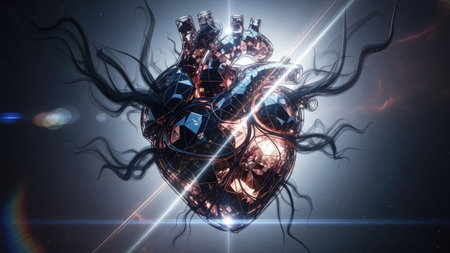 Digital illustration of  heart  in colour  background. 3D renderingの素材