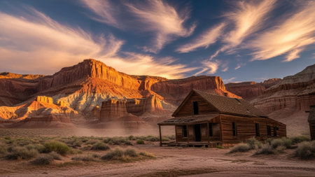 Panorama of Capitol Reef National Park at sunset, Utah, USAの素材