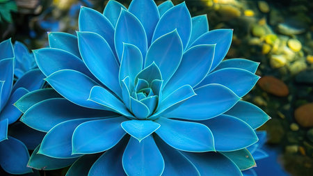 Blue succulent in the garden, close-up. Nature backgroundの素材