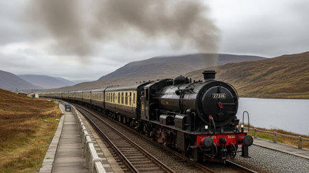 The Glencoe steam locomotive in Glencoe, Scotland, UKの素材