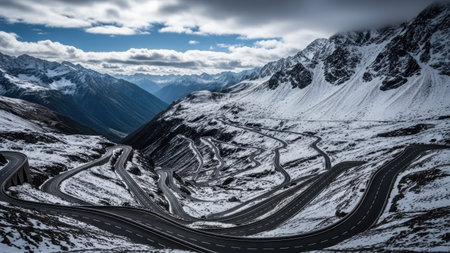 Highway in the mountains. Panoramic view of the road.の素材