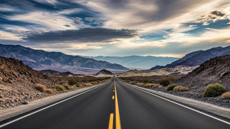 Road in Death Valley National Park, California, United States of Americaの素材