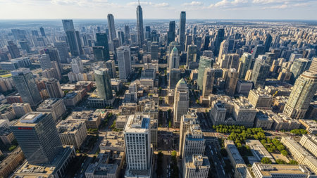 Aerial view of Chicago downtown skyscrapers in Illinois, USAの素材