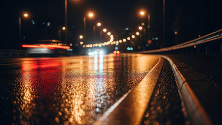 Traffic in the city at night with motion blur, blurred backgroundの素材