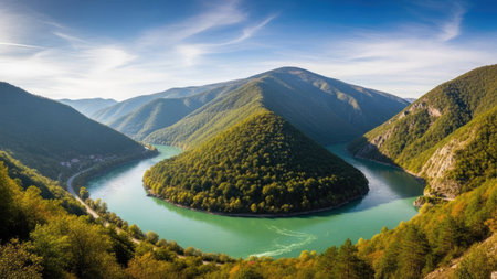 Panoramic view of the Tara river, Montenegro, Balkansの素材