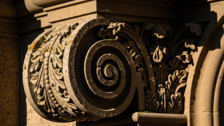 Ornate decorative element on the facade of a building in Pragueの素材
