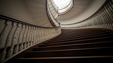 Staircase in a modern building, closeup of photo.の素材