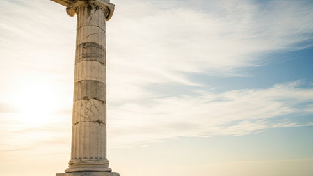 Ancient column in the ancient city of Miletus, Turkey.の素材