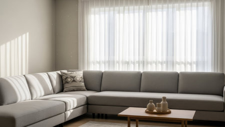 Living room interior with sofa and coffee table. 3d rendering.の素材