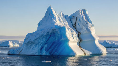Icebergs in Antarctica, Global warming, climate change and global warming conceptの素材
