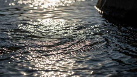 Reflection of the sun on the surface of the water. Abstract backgroundの素材