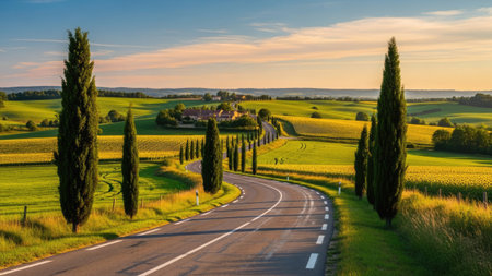 Country road in Tuscany, Italy. Landscape with cypresses.の素材