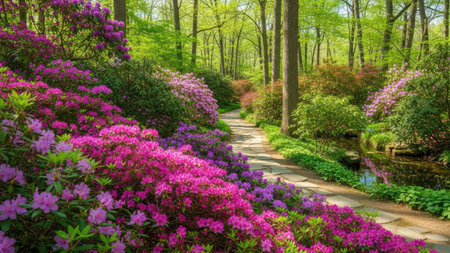 Rhododendron Garden in Springtime, Washington DC.の素材
