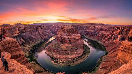 Horseshoe Bend at sunset, Page, Arizona, USAの素材