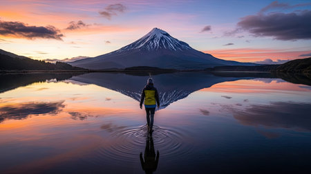 Mt. Fuji at Lake Kawaguchiko, Yamanashi, Japanの素材