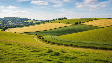 Idyllic summer landscape in the yorkshire wolds englandの素材