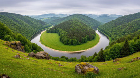 Panoramic view of the valley in the Carpathian mountainsの素材