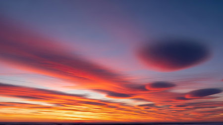 Beautiful sunset over the sea. Colorful sky. Nature composition.の素材
