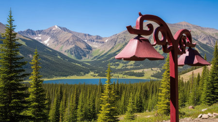 Mountains and lake in Banff National Park, Alberta, Canadaの素材