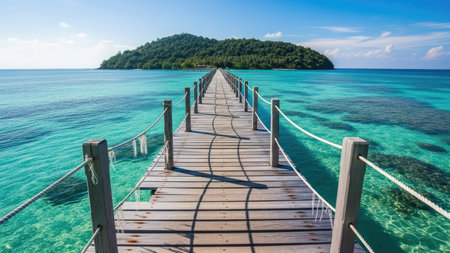 Wooden bridge in the sea at Koh Lipe island, Thailandの素材