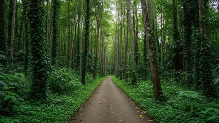 Green forest in the rainy season. The nature of the forest.の素材