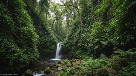 Waterfall in the rainforest of Doi Inthanon National Park, Chiang Mai, Thailandの素材