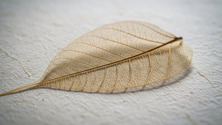 Dry leaf on a white background, close-up, macroの素材