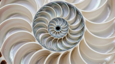 Nautilus shell in the form of a spiral. Abstract backgroundの素材