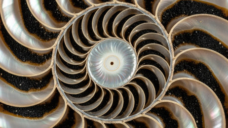 Nautilus shell. Spiral pattern. Abstract background. 3d renderingの素材