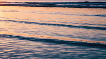 Sunset on the beach in the evening. Selective focus.の素材