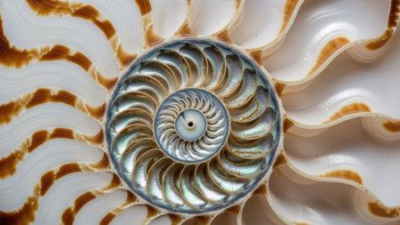 nautilus shell close-up in the form of a spiralの素材